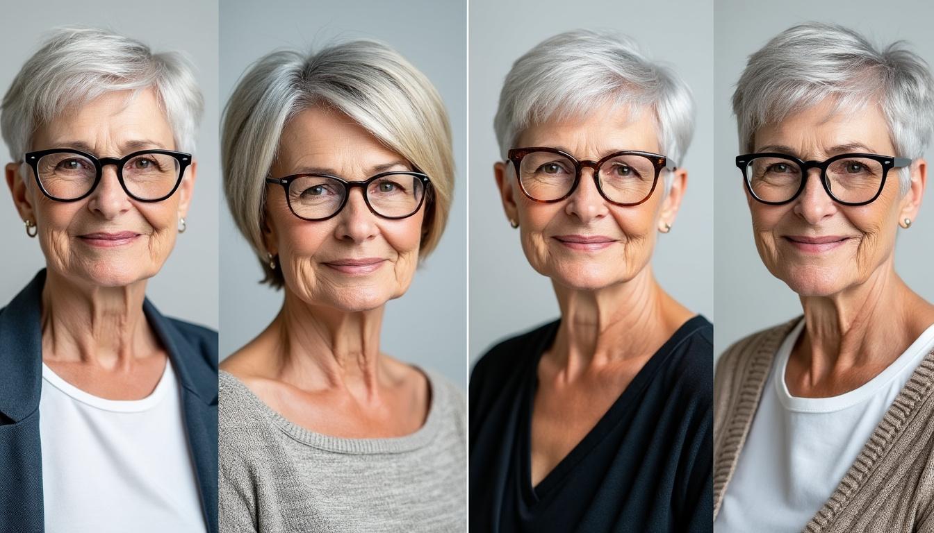 découvrez des coupes de cheveux courts tendance pour les femmes de 60 ans, spécialement conçues pour mettre en valeur votre visage tout en portant des lunettes. explorez nos idées de coiffures idéales qui allient élégance et praticité, et trouvez le style parfait qui vous correspond.