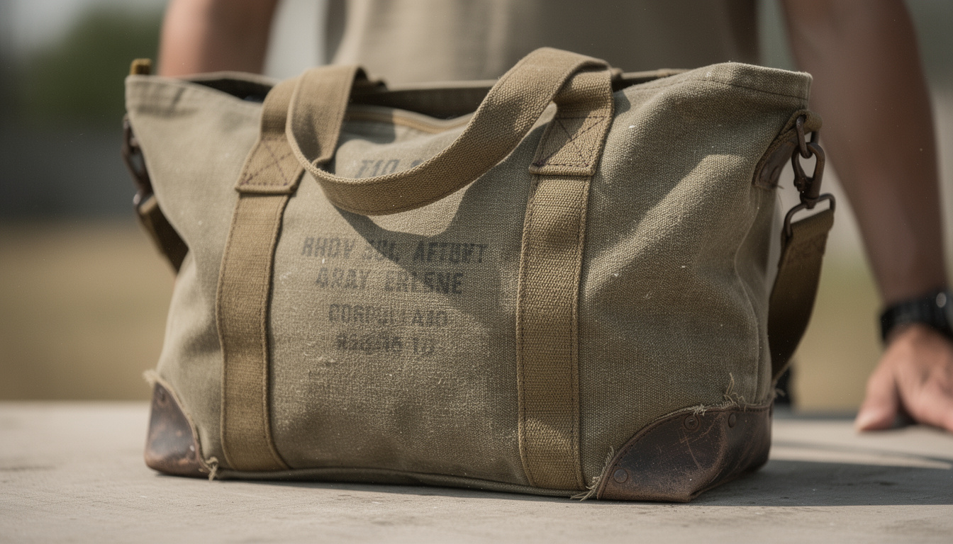 découvrez notre cabas en toile militaire upcyclée alliant style unique et durabilité écologique, idéal pour un look tendance et responsable.