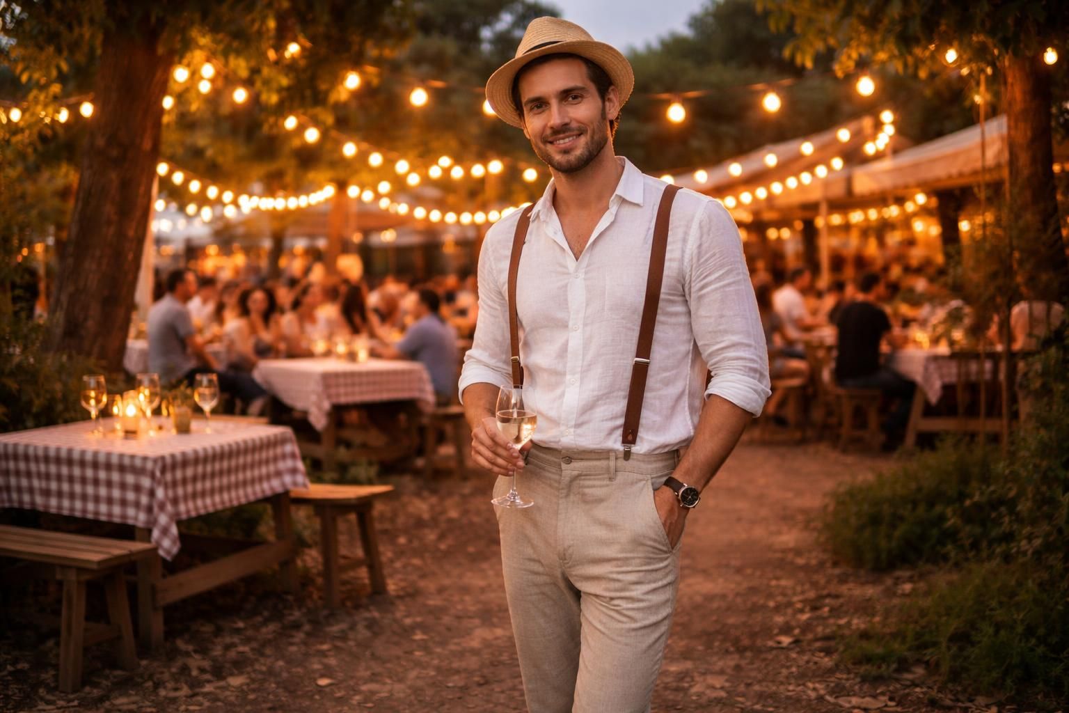 découvrez notre sélection d'habits guinguette pour homme, idéaux pour apporter style et fraîcheur à vos soirées d'été. optez pour un look décontracté et tendance qui célèbre l'ambiance festive et conviviale.