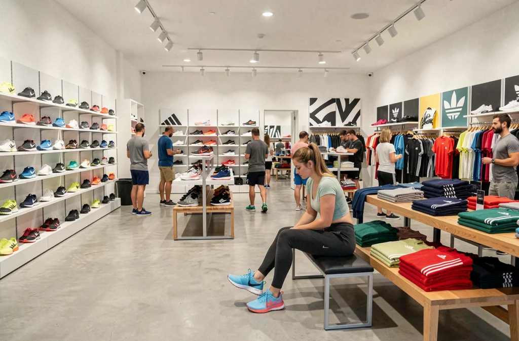 Magasin outlet Adidas à Landersheim dans le Bas-Rhin avec chaussures de sport et vêtements de marque